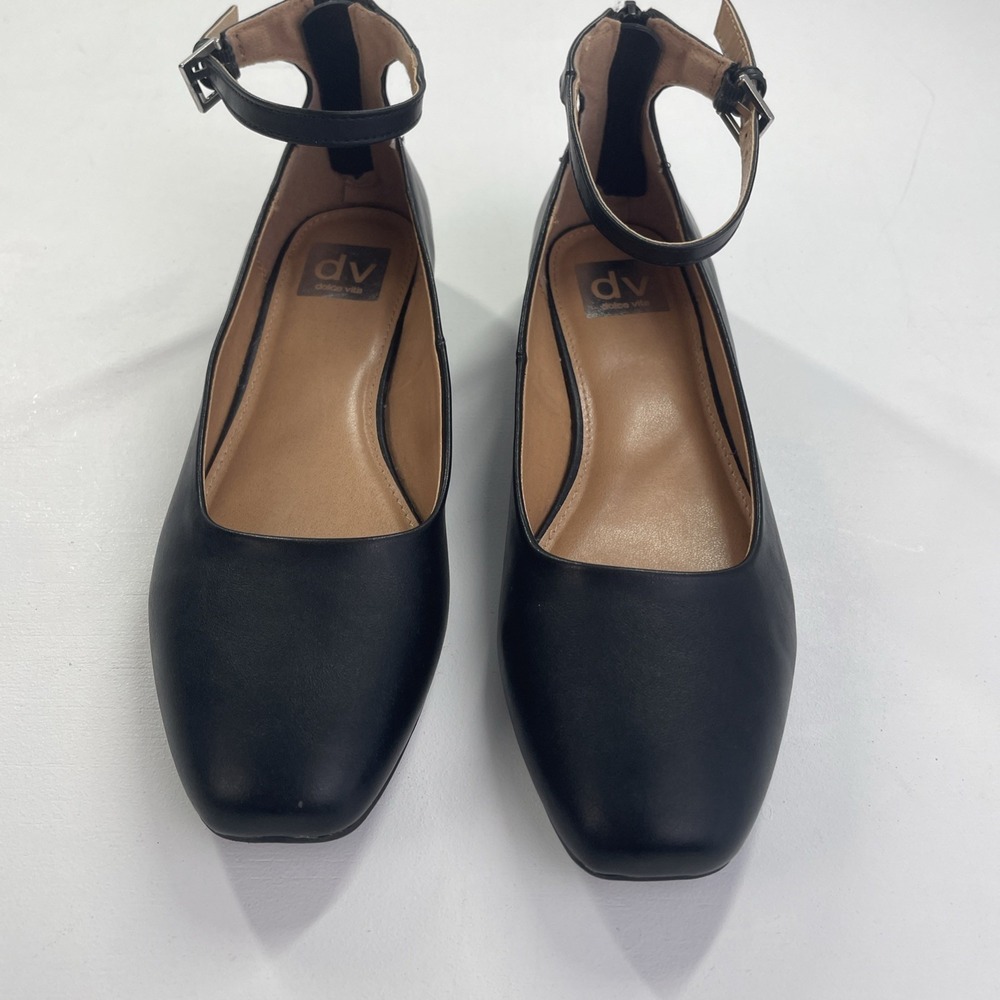 DV By Dolce‎ Vita Ballet Flats 7 Black Square Toe Ankle Buckle Flat Trevor - Picture 3 of 10